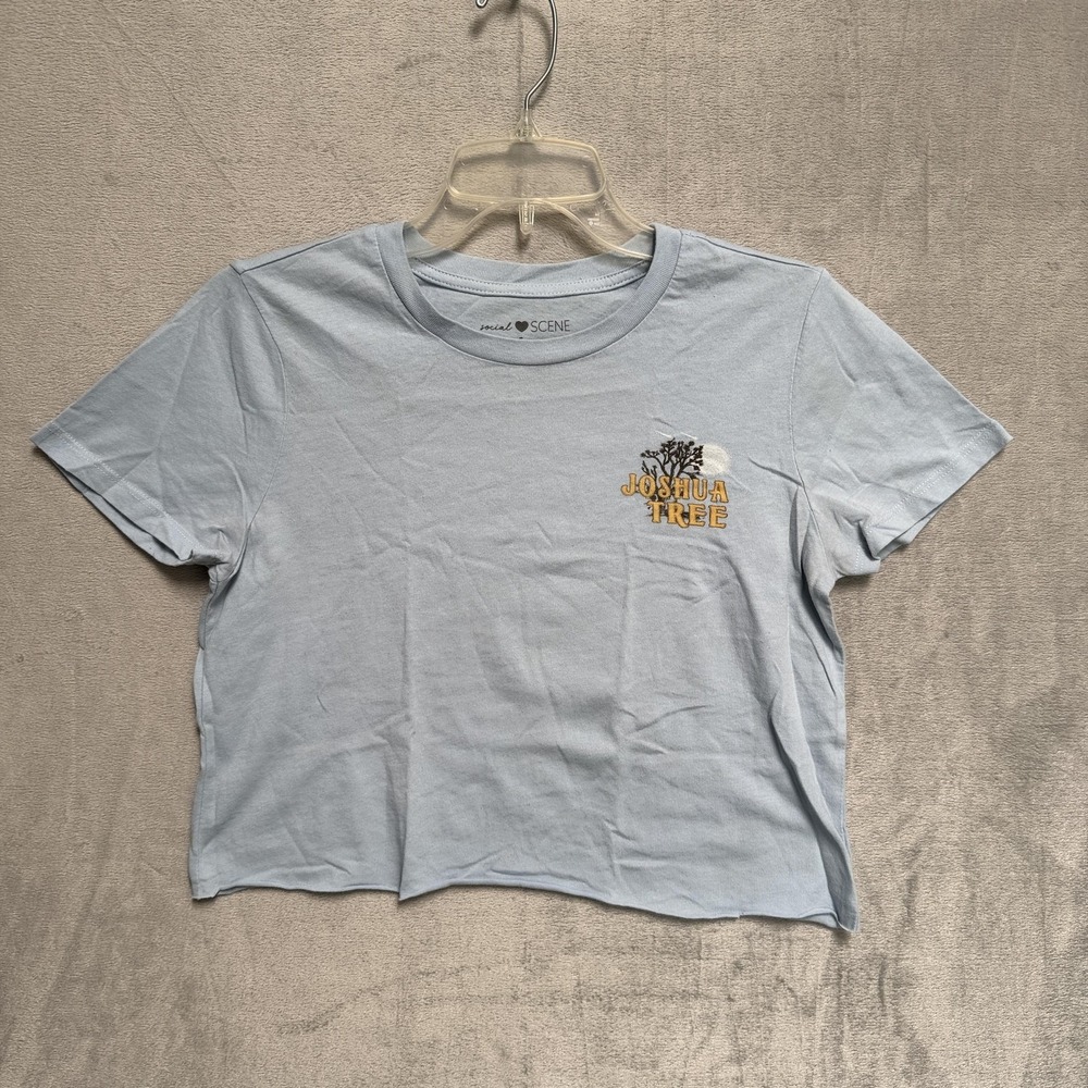 Social Scene Shirt Juniors Small‎ Blue Joshua Tree California Cropped Tee Top